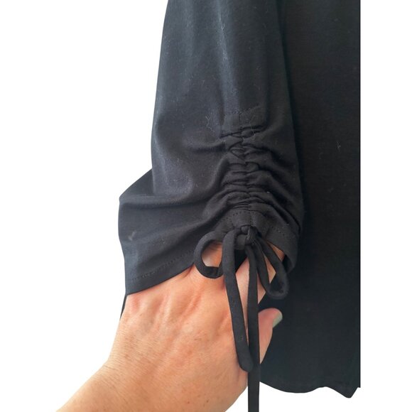 St. John Sport By Marie Gray Black Zip-Up Jacket Tie Sleeve M - Picture 4 of 11